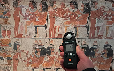 Lux light level testing in galleries for preservation compliance